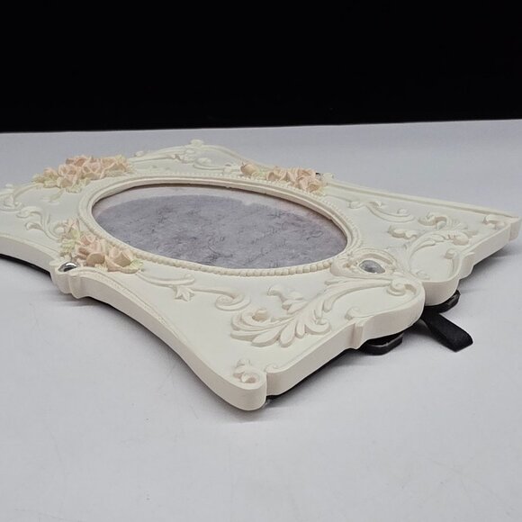 Vintage Style Resin Picture Frame With Floral Embellishments & Rhinestones 3x5" - Picture 10 of 10